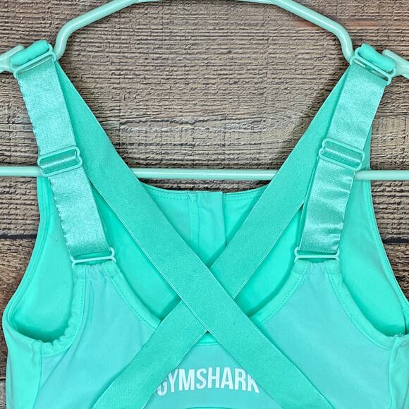 Gymshark Zip Front Sports Bra Cross Back Aqua Green Size XS - Picture 5 of 8